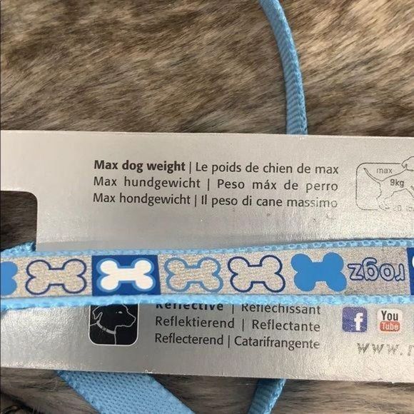 Rogz Pupz Blue Reflective Dog Long Thin Coolest Pet Dog Bone Silver‎ Leash - Picture 4 of 6
